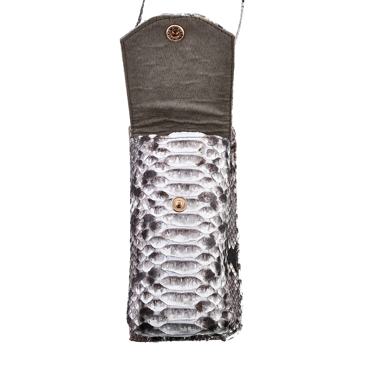 The Grand Pelle Handcrafted Genuine Python Leather Nature Color Crossbody Wallet image number 5