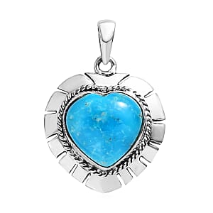 Artisan Crafted Blue Ridge Turquoise Heart Pendant in Sterling Silver 8.25 ctw