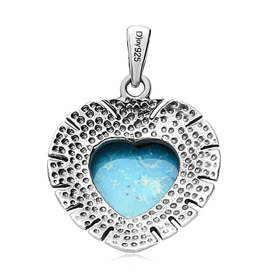 Artisan Crafted Blue Ridge Turquoise Heart Pendant in Sterling Silver 8.25 ctw