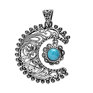 Artisan Crafted Blue Ridge Turquoise Crescent Moon Pendant in Sterling Silver 1.50 ctw