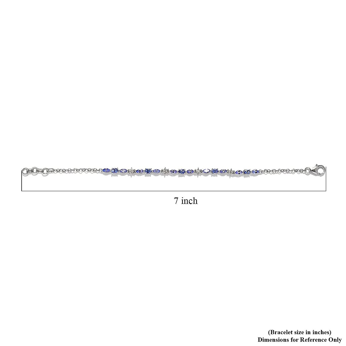 AAA Tanzanite and White Zircon Bracelet in Platinum Over Sterling Silver (7.25 In) 2.75 ctw image number 4