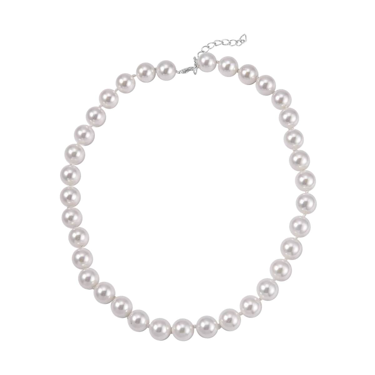 White Shell Pearl Necklace 18-20 Inches in Silvertone image number 0