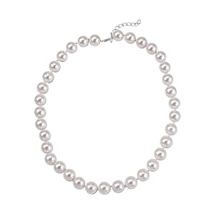 White Shell Pearl Necklace 18-20 Inches in Silvertone