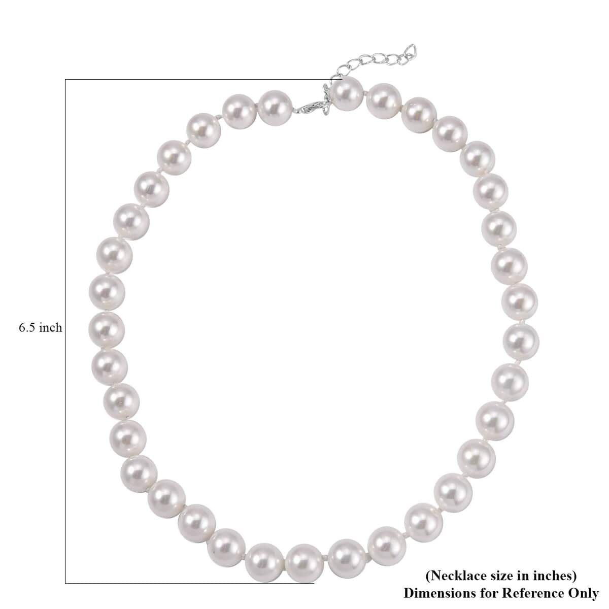 White Shell Pearl Necklace 18-20 Inches in Silvertone image number 2