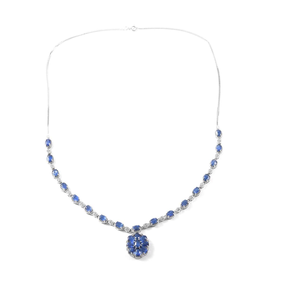 Kashmir Kyanite and White Zircon Necklace 21 Inches in Platinum Over Sterling Silver 15.65 ctw image number 0