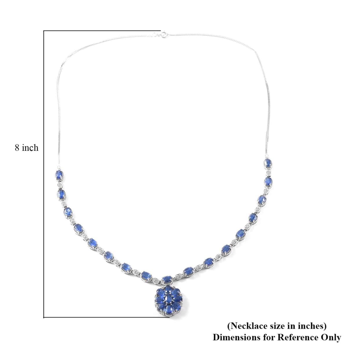 Kashmir Kyanite and White Zircon Necklace 21 Inches in Platinum Over Sterling Silver 15.65 ctw image number 5