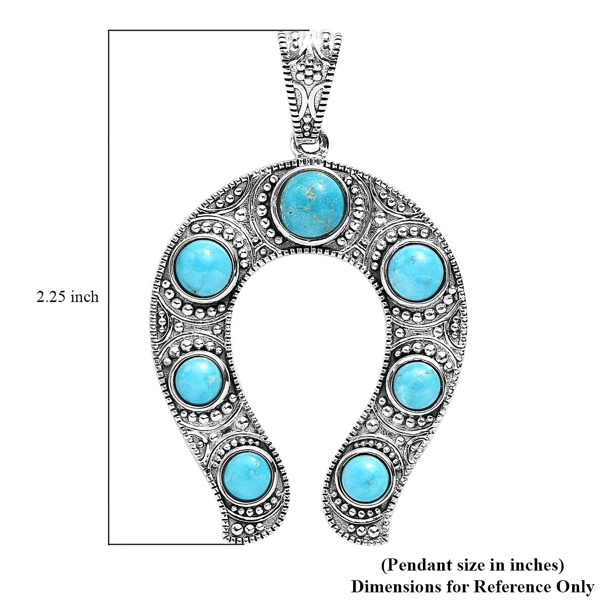 Artisan Crafted Blue Ridge Turquoise Horseshoe Pendant in Sterling Silver 6.00 ctw image number 5