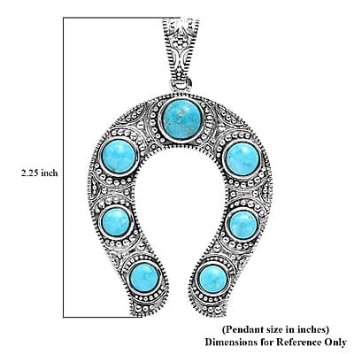 Artisan Crafted Blue Ridge Turquoise Horseshoe Pendant in Sterling Silver 6.00 ctw