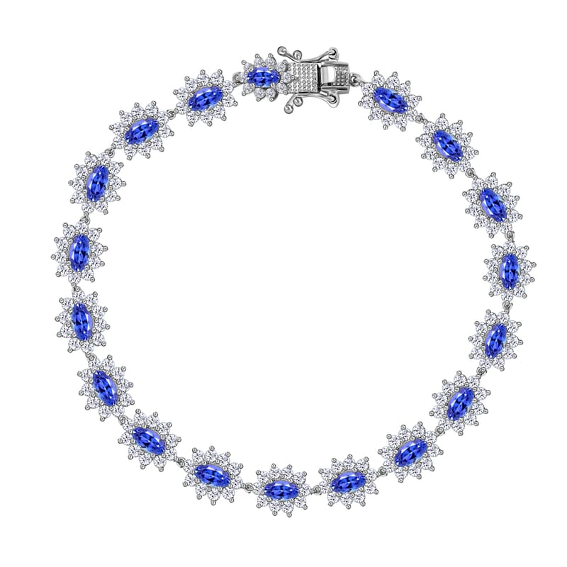 AAA Tanzanite Bracelet in Sterling Silver, Moissanite Bracelet, Anniversary Gifts For Her (7.25 In) 11.60 ctw