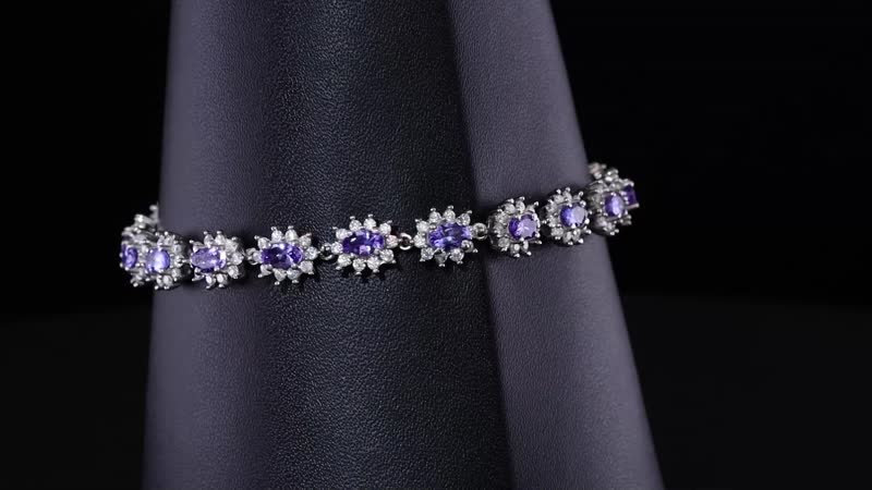 AAA Tanzanite and Moissanite Bracelet in Platinum Over Sterling Silver (7.25 In) 13.50 Grams 7.40 ctw