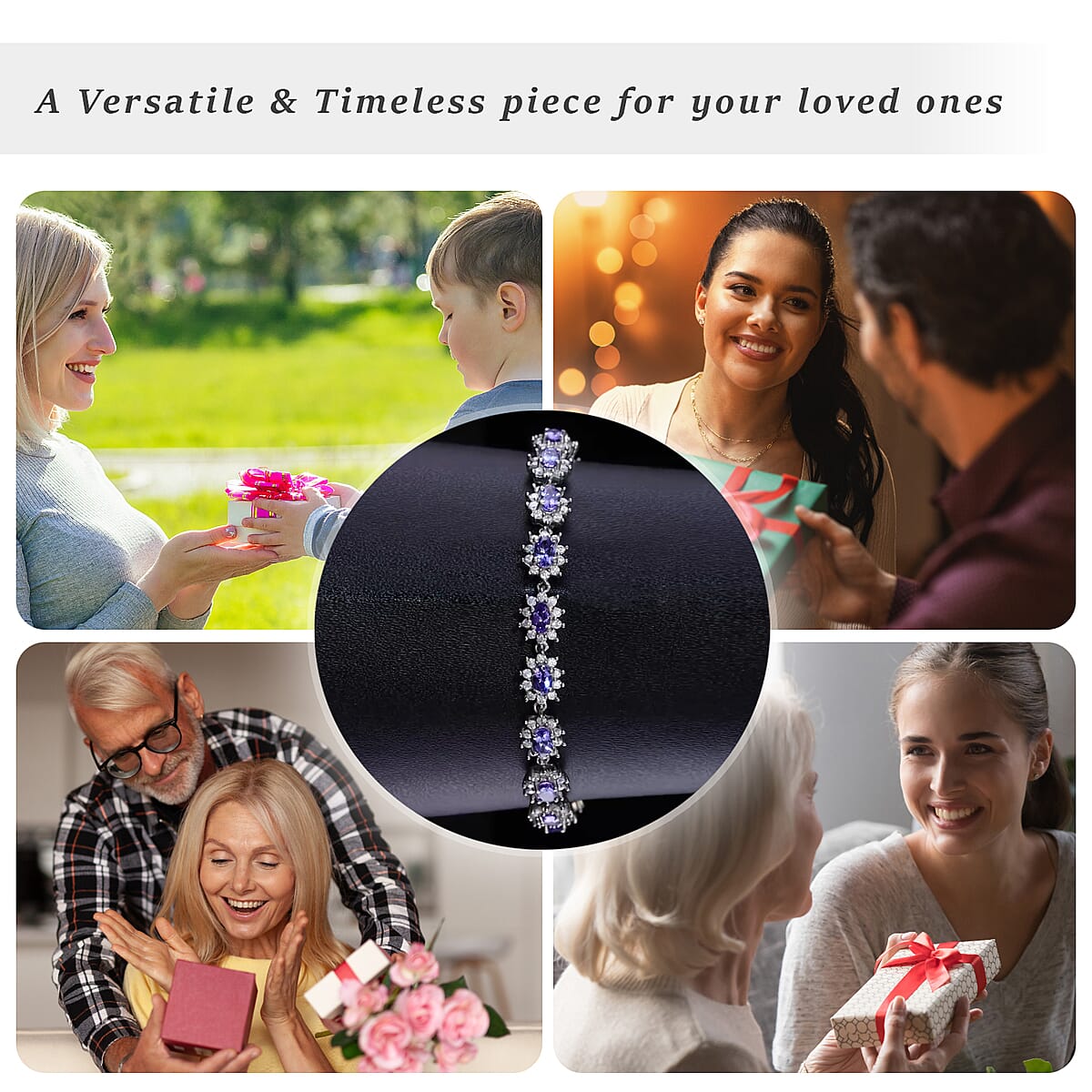 AAA Tanzanite and Moissanite Bracelet in Platinum Over Sterling Silver (6.50 In) 6.90 ctw image number 3