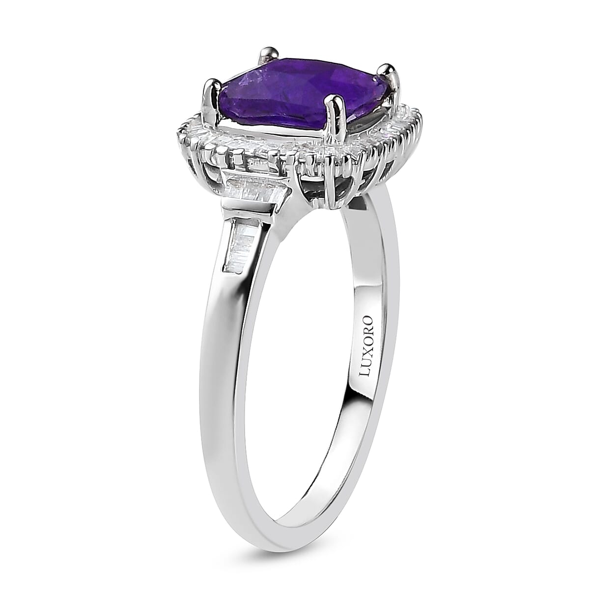 Rare Find Luxoro 14K White Gold AAA Color Change Hackmanite and G-H I2 Diamond Ring (Size 8.0) 2.80 Grams 1.65 ctw image number 2