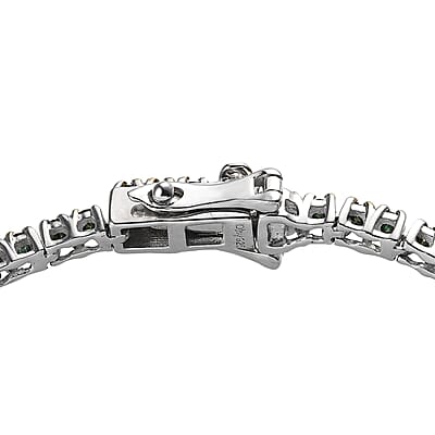 Green Diamond Tennis Bracelet in Platinum Over Sterling Silver (7.25 In) 3.00 ctw
