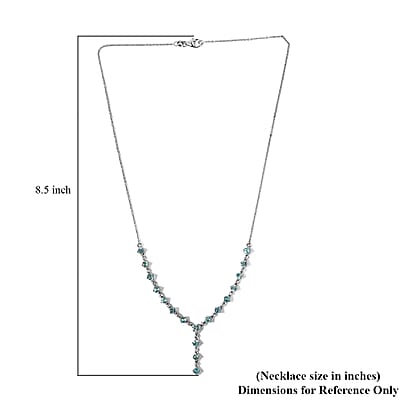 Premium Cambodian Blue Zircon and White Zircon Necklace 20 Inches in Platinum Over Sterling Silver 7.50 ctw