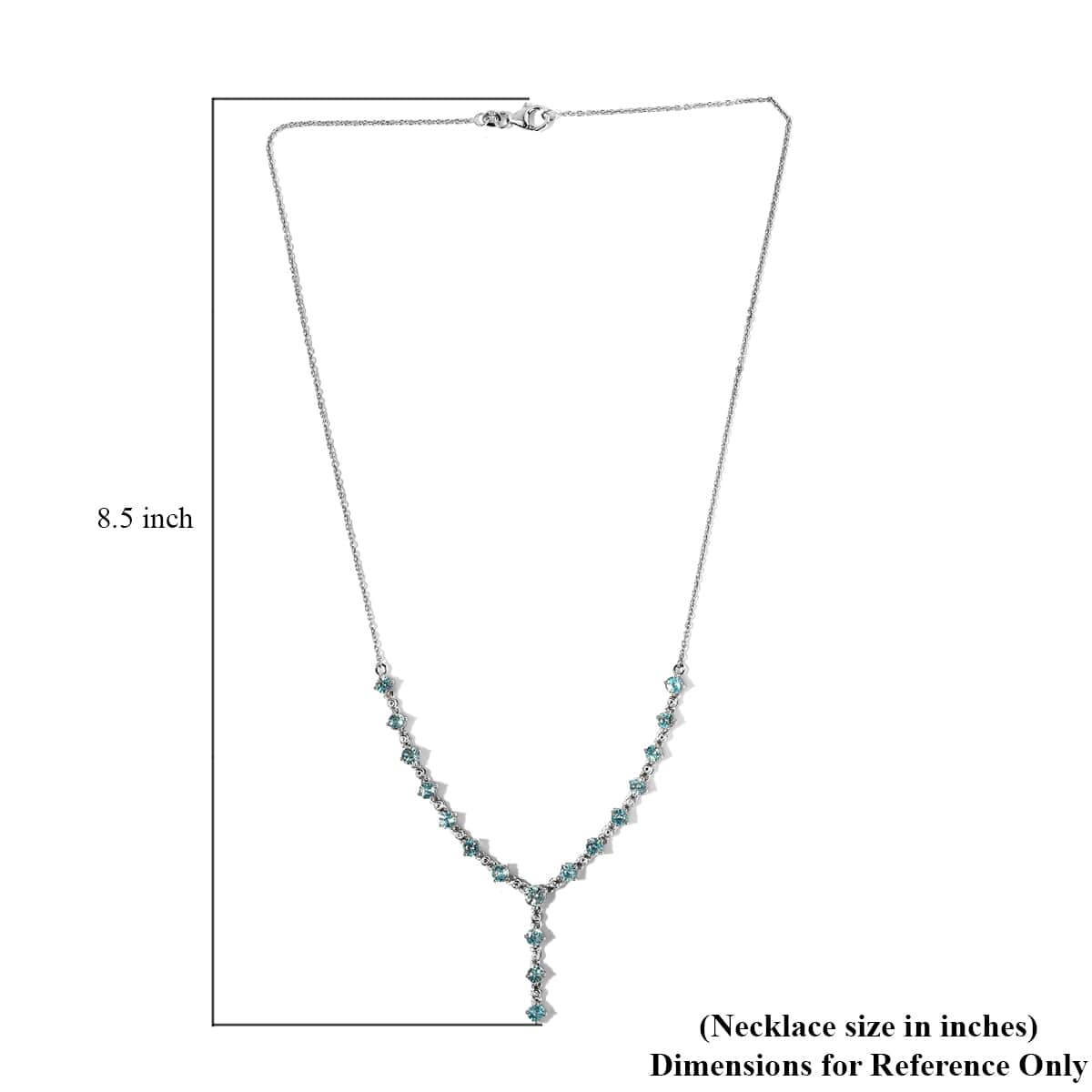 Premium Cambodian Blue Zircon and White Zircon Necklace 20 Inches in Platinum Over Sterling Silver 7.50 ctw image number 5