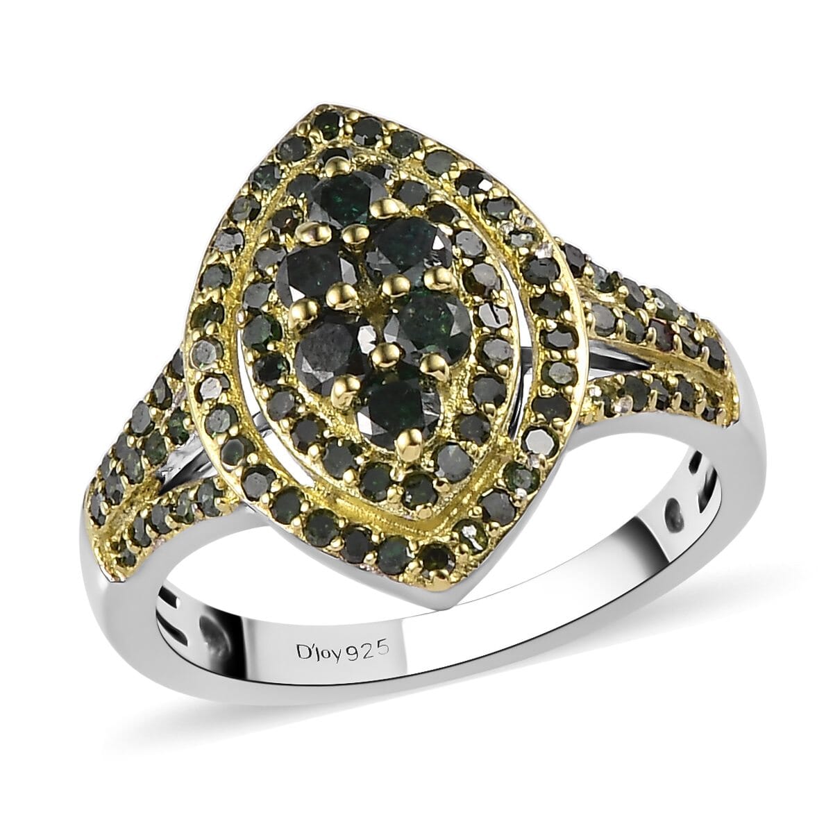 Green Diamond Ring in Rhodium and Platinum Over Sterling Silver 1.00 ctw image number 0