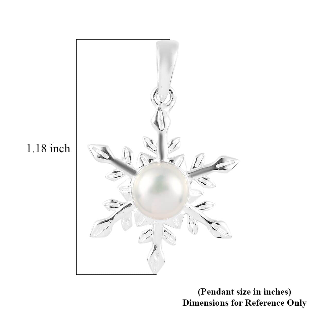 White Freshwater Pearl Snowflake Pendant in Sterling Silver image number 5