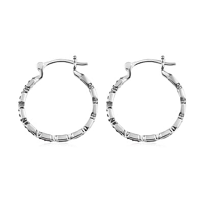 Red Diamond Hoop Earrings in Platinum Over Sterling Silver 0.25 ctw