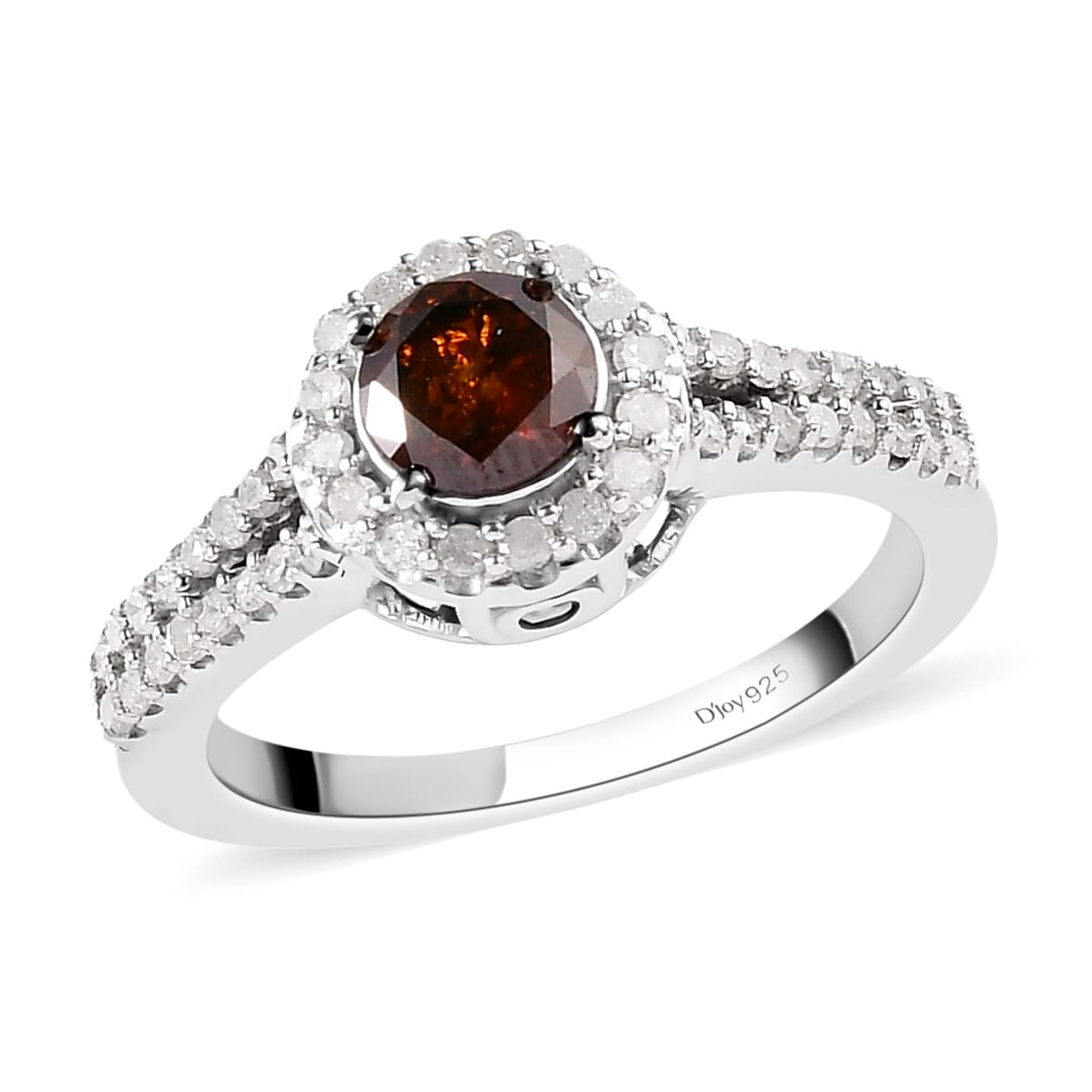 Red and White Diamond Ring in Platinum Over Sterling Silver 1.00 ctw image number 0