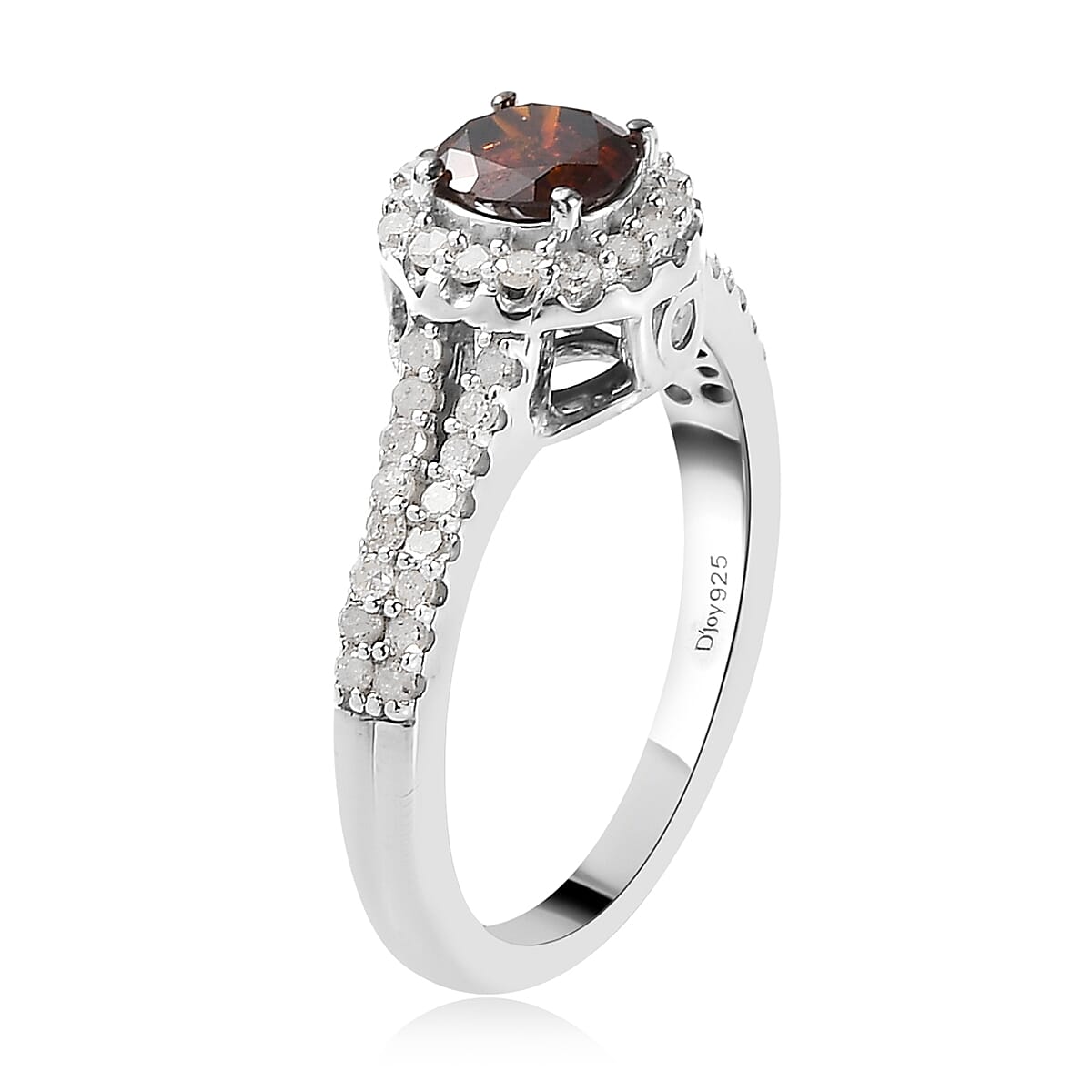 Red and White Diamond Ring in Platinum Over Sterling Silver (Size 10.0) 1.00 ctw