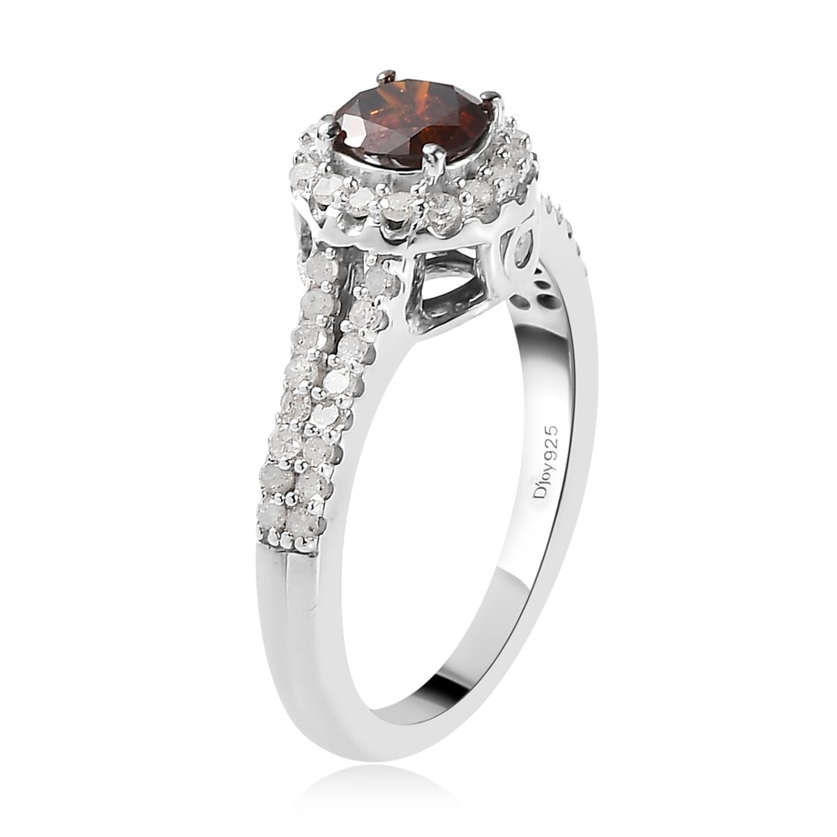 Red and White Diamond Ring in Platinum Over Sterling Silver 1.00 ctw image number 3