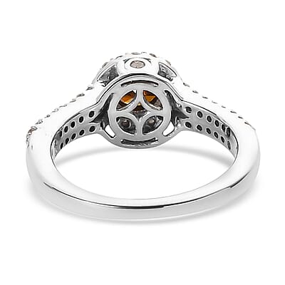Red and White Diamond Ring in Platinum Over Sterling Silver (Size 10.0) 1.00 ctw