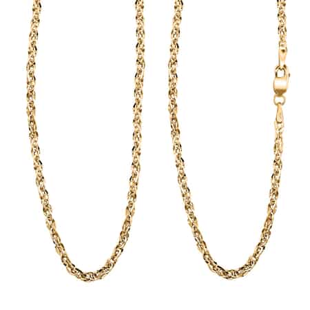 Italian Link Necklace 18K Yellow Gold, Diamond Cut Twisted Necklace, Gold Jewelry (24 Inches) image number 0