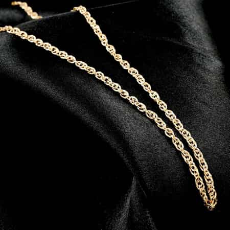 Italian Link Necklace 18K Yellow Gold, Diamond Cut Twisted Necklace, Gold Jewelry (24 Inches) image number 1