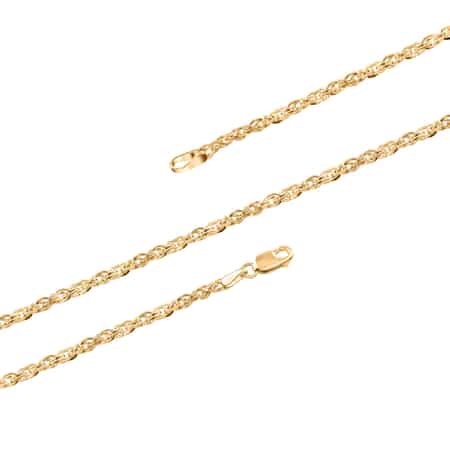 Italian Link Necklace 18K Yellow Gold, Diamond Cut Twisted Necklace, Gold Jewelry (24 Inches) image number 2