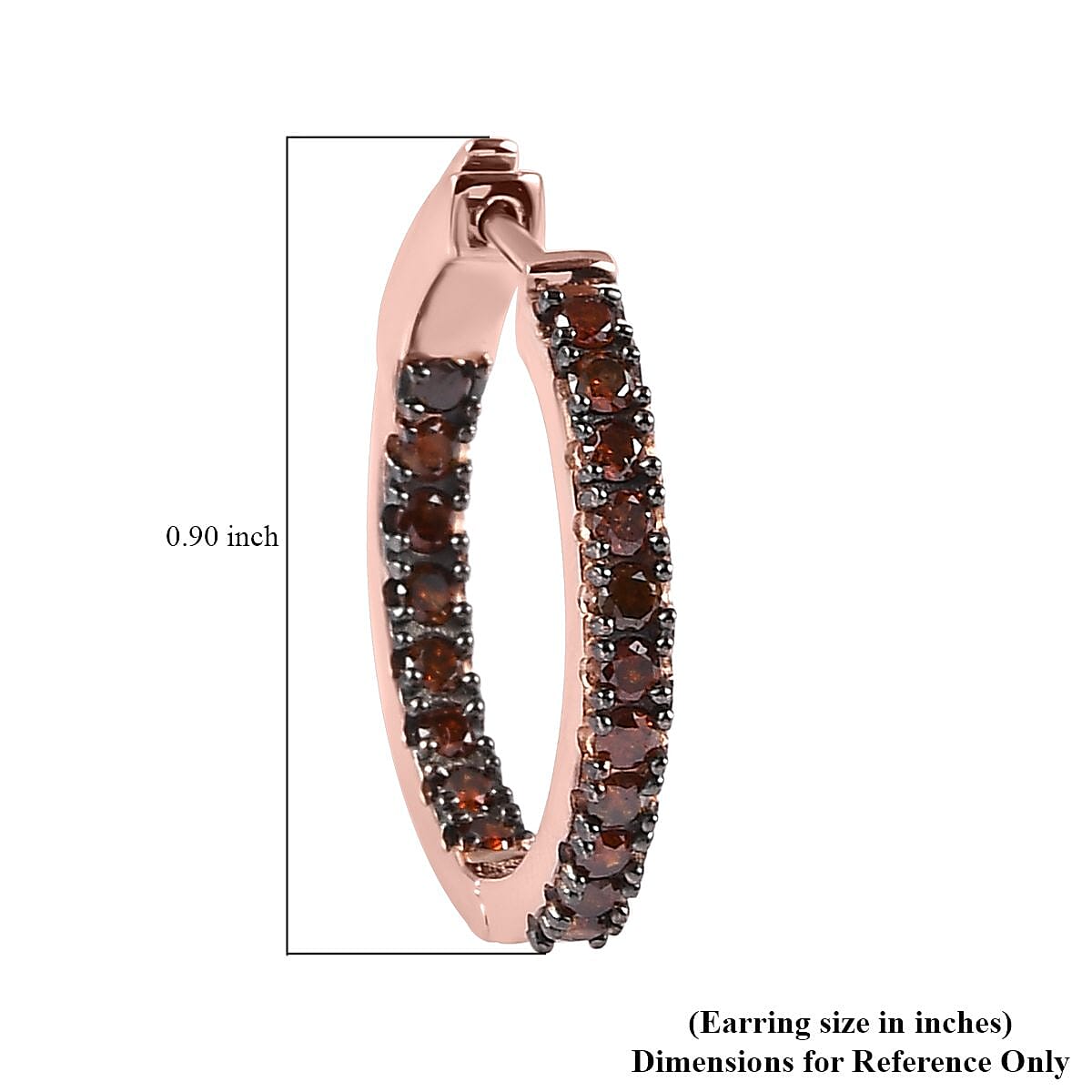 Red Diamond Inside Out Hoop Earrings in Vermeil Rose Gold Over Sterling Silver 1.50 ctw image number 4