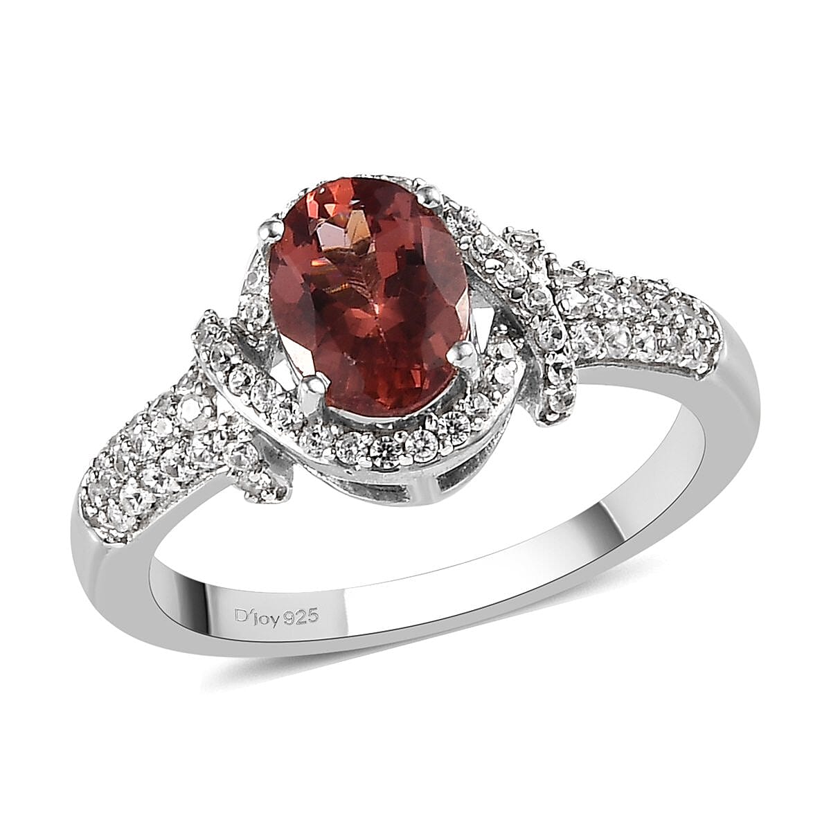 Natural Rose Apatite and Natural White Zircon Ring in Platinum Over Sterling Silver 1.80 ctw image number 0