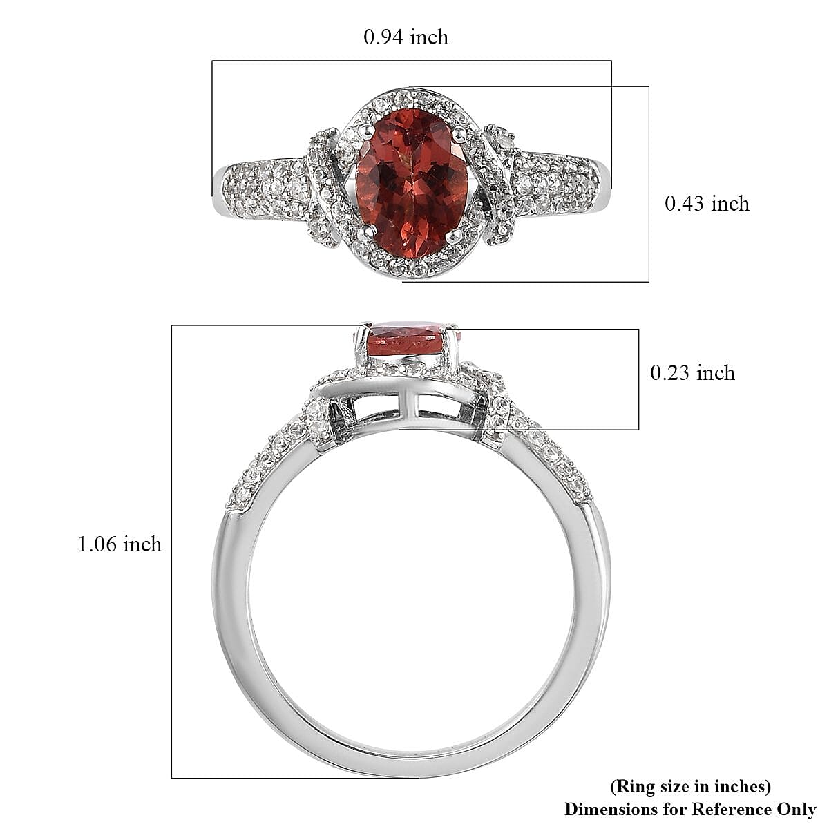 Natural Rose Apatite and Natural White Zircon Ring in Platinum Over Sterling Silver 1.80 ctw image number 5