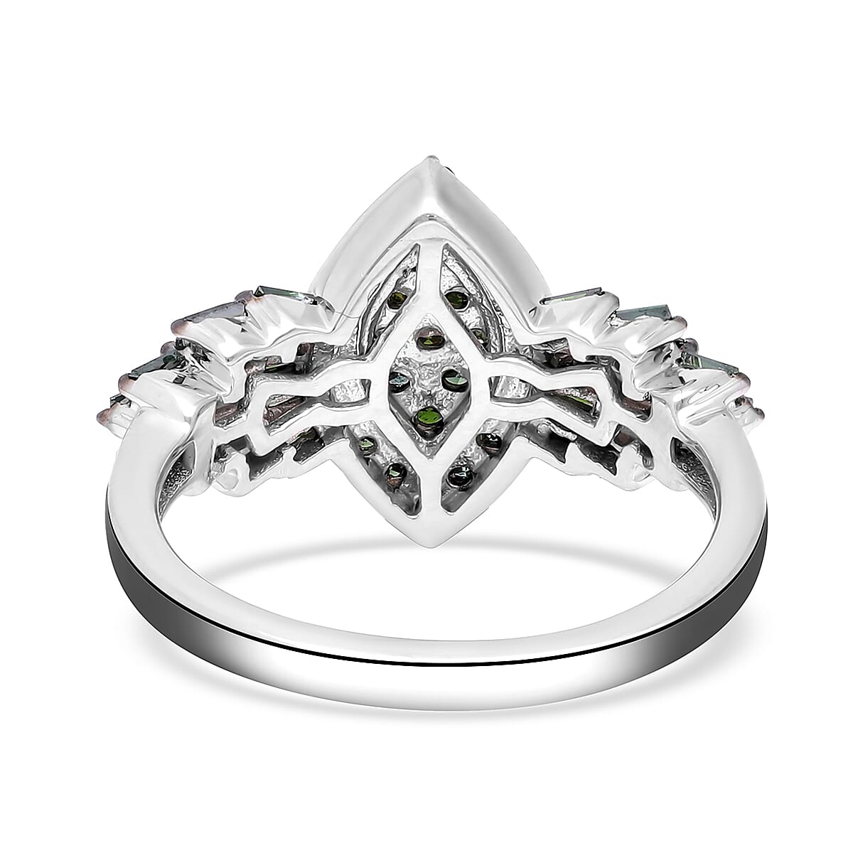 Green Diamond Ring in Rhodium & Platinum Over Sterling Silver 1.00 ctw image number 4