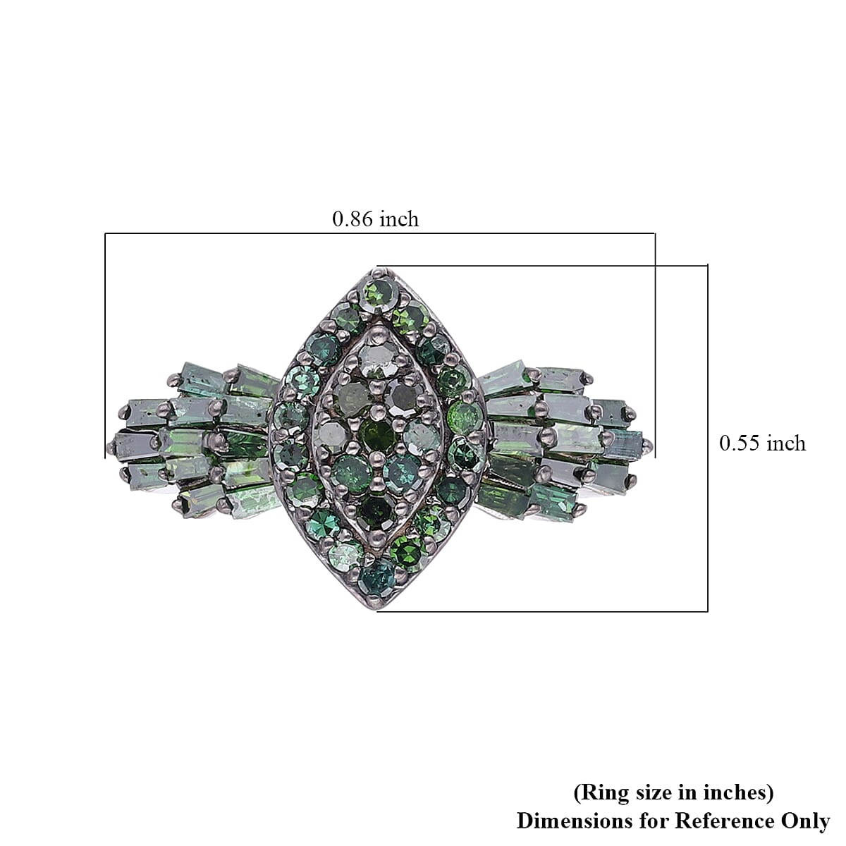 Green Diamond Ring in Rhodium & Platinum Over Sterling Silver (Size 9.0) 1.00 ctw image number 5