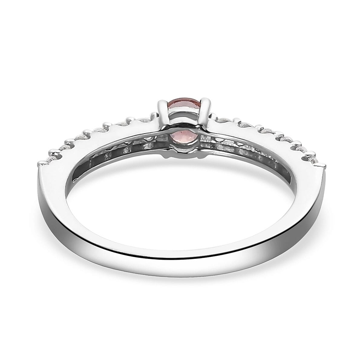 Champagne Rose Apatite, Natural White Zircon Ring in Platinum Over Sterling Silver (Size 10.0) 0.65 ctw image number 4