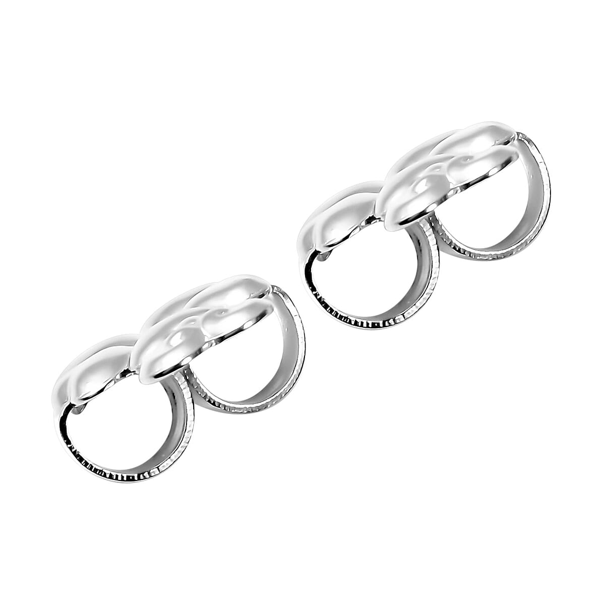 Rhodium Over Sterling Silver Heart and Flower Inspired Earring Lifter Push Backs image number 2