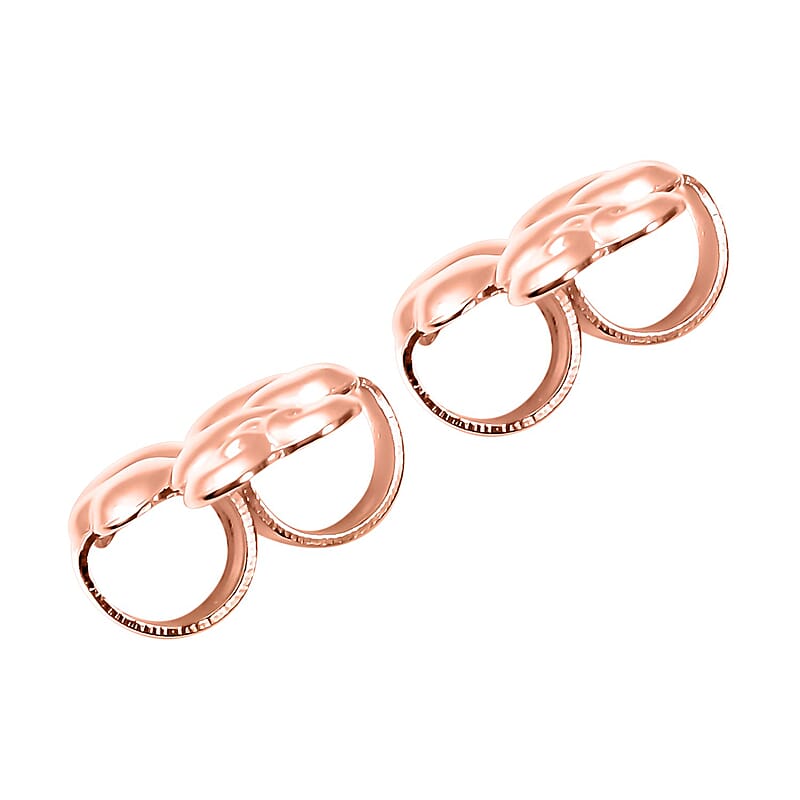14K Rose Gold Over Sterling Silver Heart and Flower Inspired Earring Lifter Push Backs