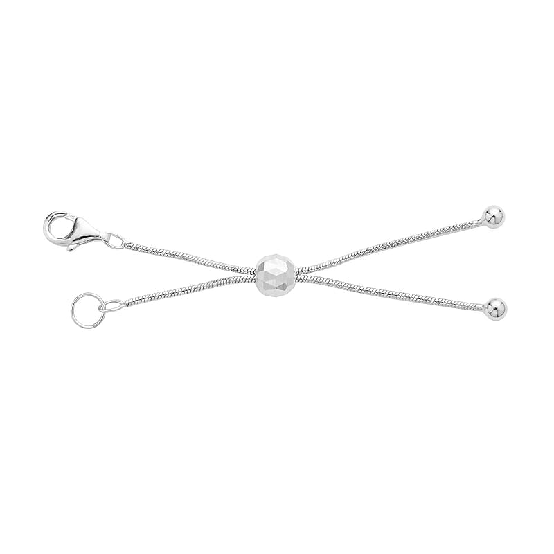 Rhodium Over Sterling Silver Snake Chain Bolo Extender with 9MM Lobster Lock