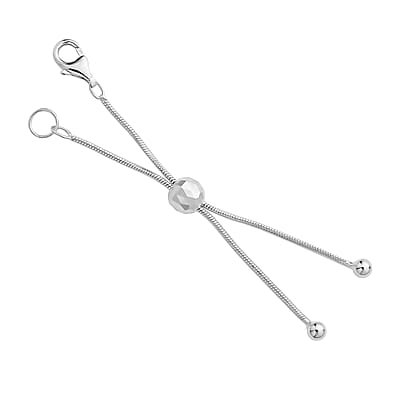 Rhodium Over Sterling Silver Snake Chain Bolo Extender with 9MM Lobster Lock
