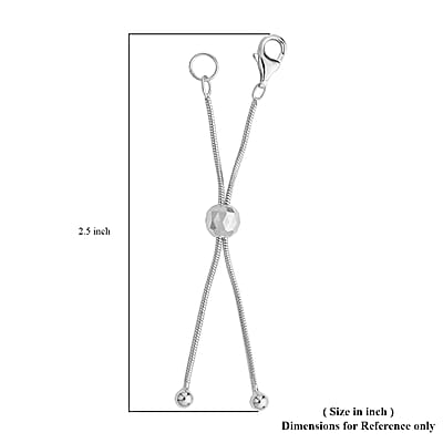 Rhodium Over Sterling Silver Snake Chain Bolo Extender with 9MM Lobster Lock