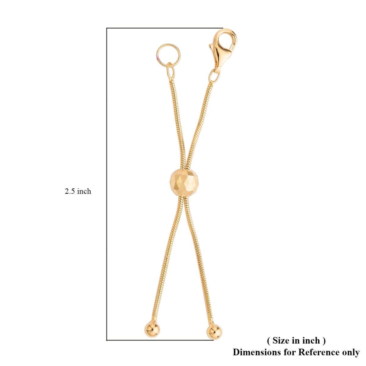 14K Yellow Gold Over Sterling Silver Snake Chain Bolo Extender with 9MM Lobster Lock image number 2