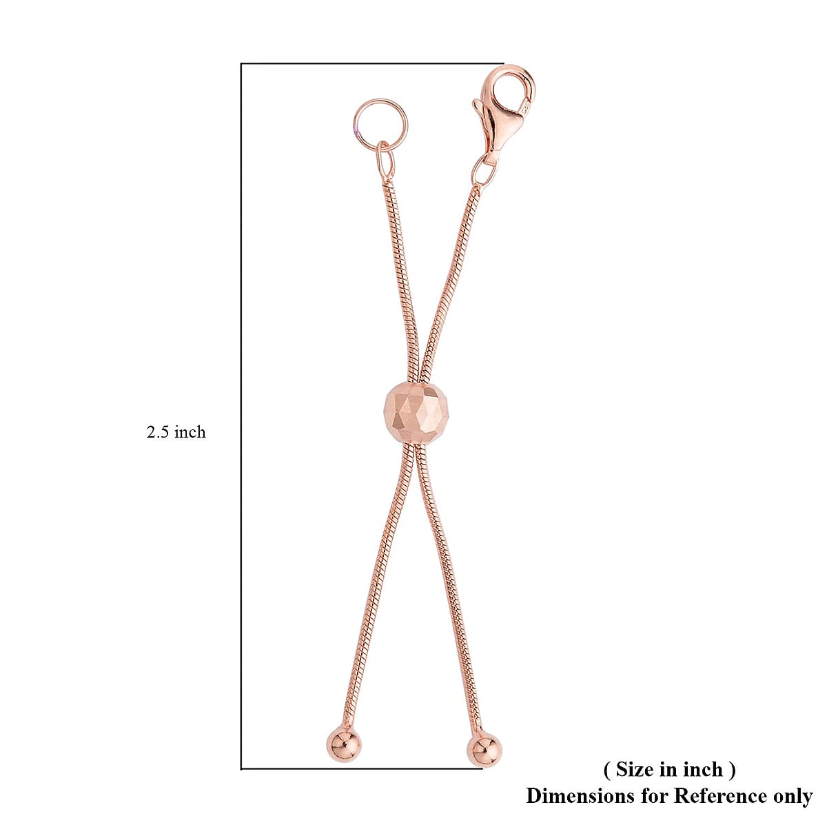 14K Rose Gold Over Sterling Silver Snake Chain Bolo Extender with 9MM Lobster Lock image number 2