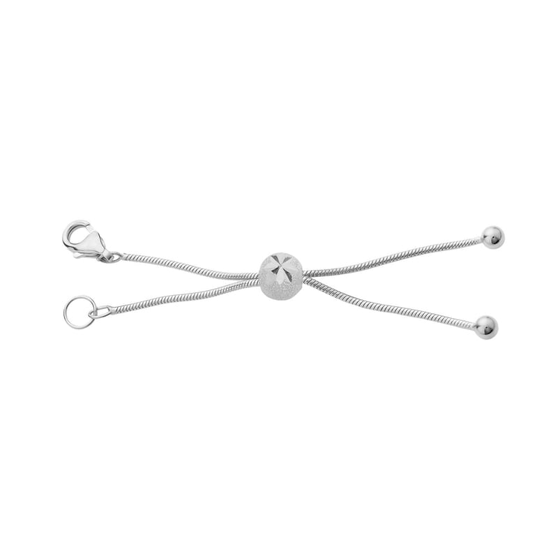 Rhodium Over Sterling Silver Snake Chain Bolo Extender with 9MM Lobster Lock
