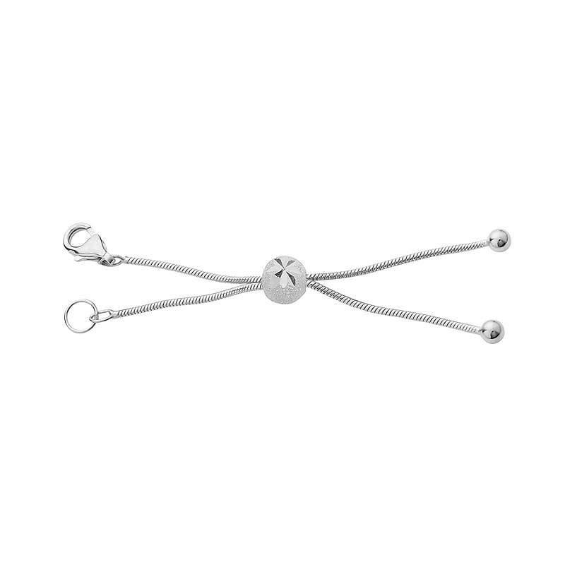 Rhodium Over Sterling Silver Snake Chain Bolo Extender with 9MM Lobster Lock