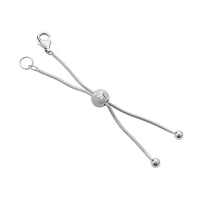 Rhodium Over Sterling Silver Snake Chain Bolo Extender with 9MM Lobster Lock