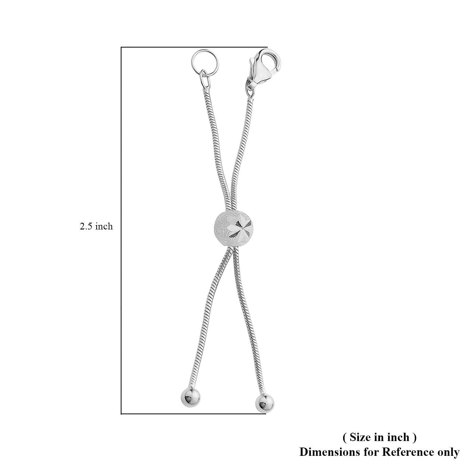 Rhodium Over Sterling Silver Snake Chain Bolo Extender with 9MM Lobster Lock