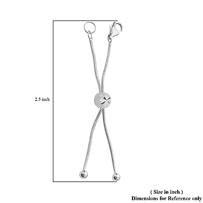 Rhodium Over Sterling Silver Snake Chain Bolo Extender with 9MM Lobster Lock