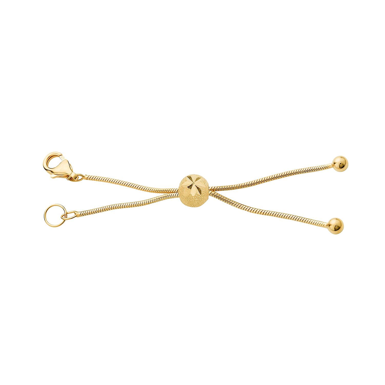 14K Yellow Gold Over Sterling Silver Snake Chain Bolo Extender with 9MM Lobster Lock