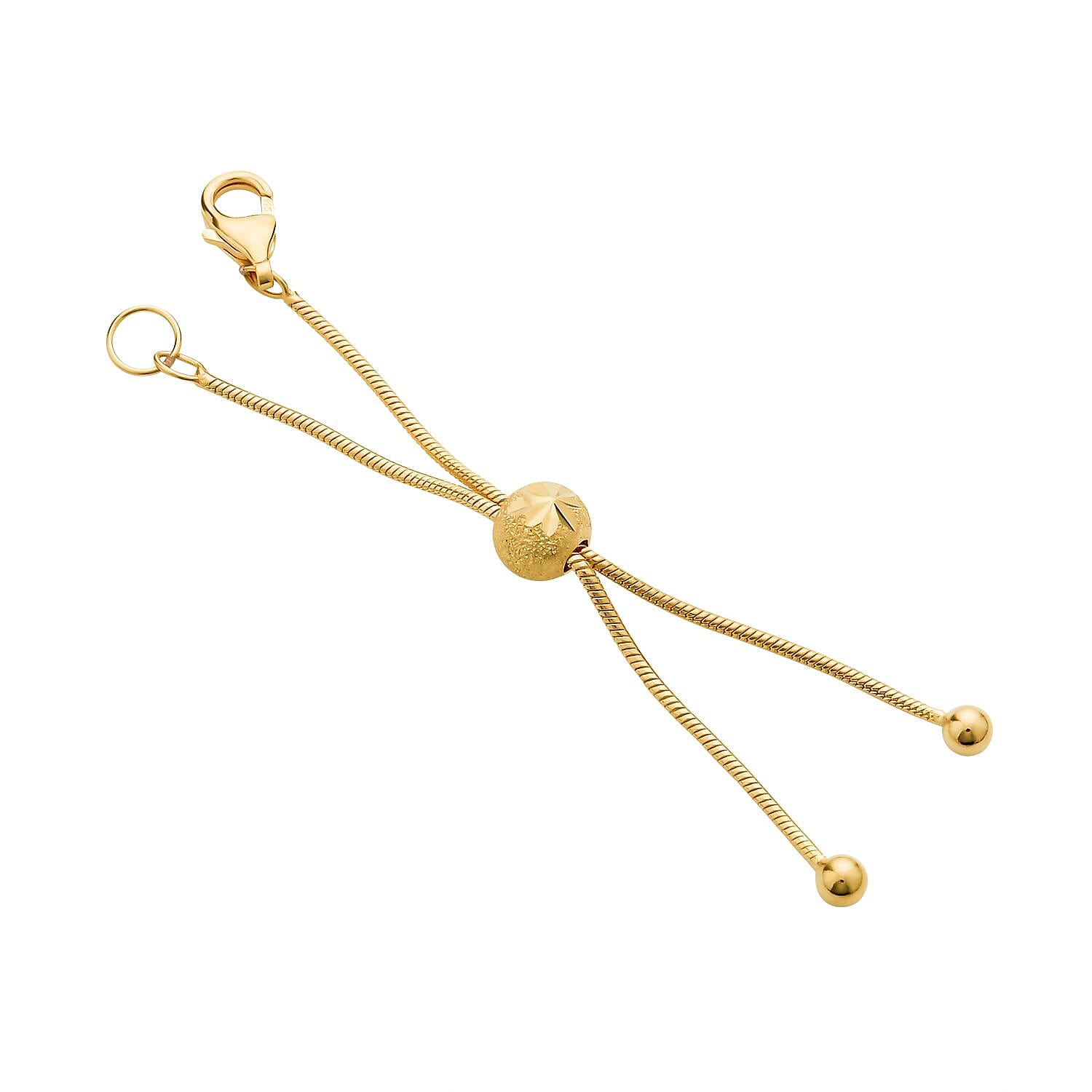 14K Yellow Gold Over Sterling Silver Snake Chain Bolo Extender with 9MM Lobster Lock