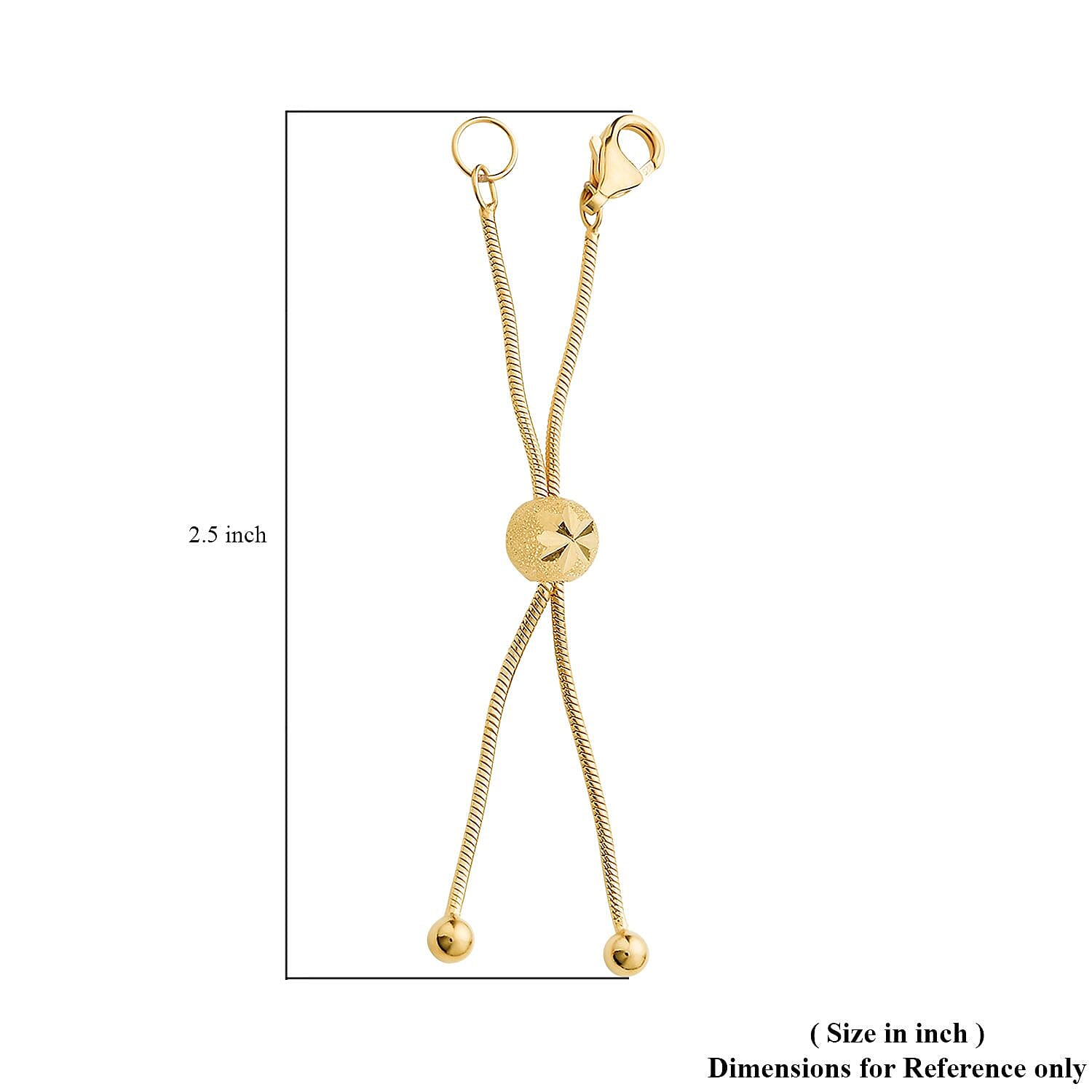 14K Yellow Gold Over Sterling Silver Snake Chain Bolo Extender with 9MM Lobster Lock